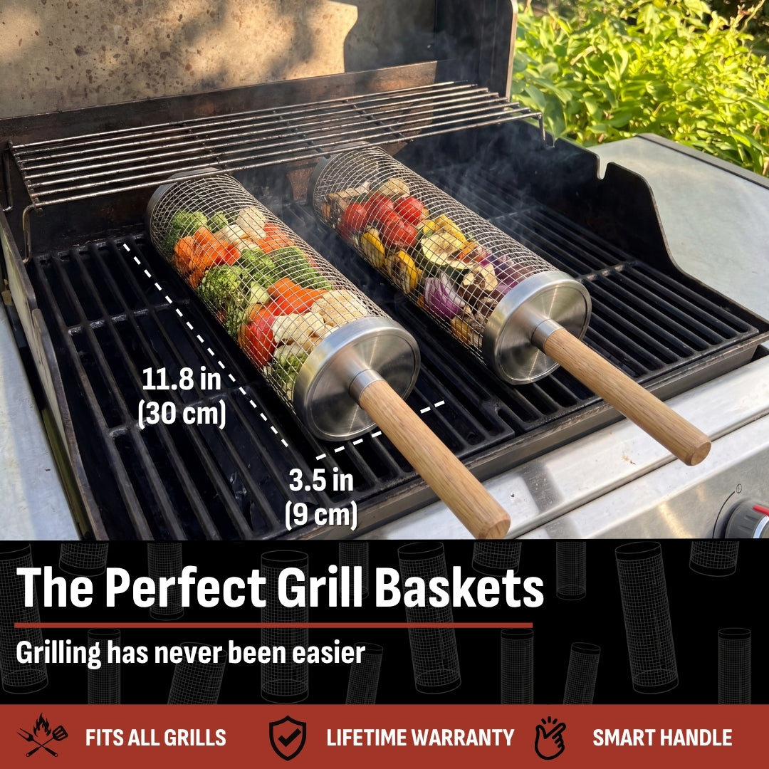 Rolling Grill Basket FOR VEGETABLES AND SMALL FOODS
