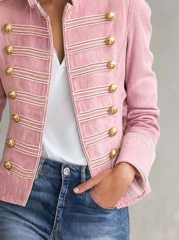 🔥 VIRAL ALERT! Stunning Gold-Button Military Jacket | Effortless Sweet & Cool Look, Limited Time Deal!
