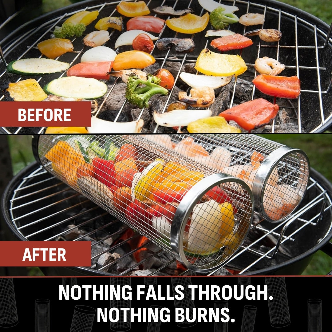 Rolling Grill Basket FOR VEGETABLES AND SMALL FOODS