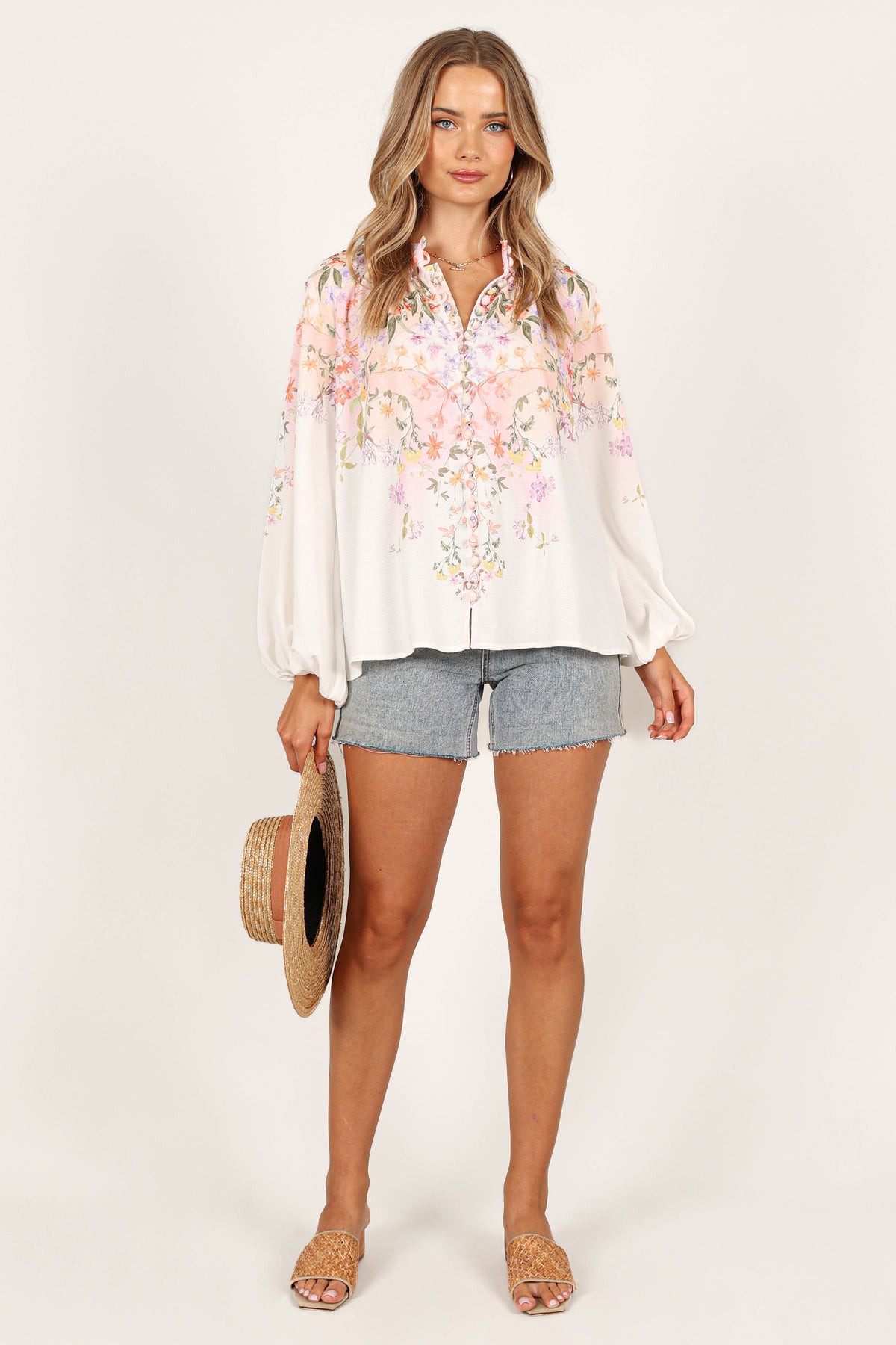New Arrivals 💙 Romantic Loose Fit Floral Shirt With Puff Sleeves