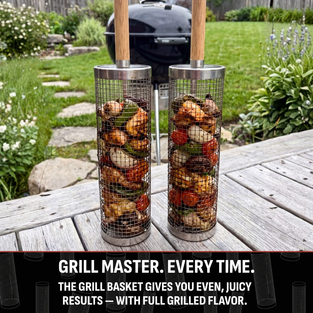 Rolling Grill Basket FOR VEGETABLES AND SMALL FOODS