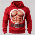 Men's 3d Muscular Santa Claus Christmas Print Hooded Sweater