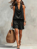 Cozy Elegant Draped Sleeveless Top And Pants Two-piece Set