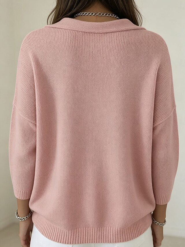 Women's Sweater Pullover Elegant Fashion Streetwear Solid Color Ribbed Cowl Knitted Long Sleeve Regular Tops