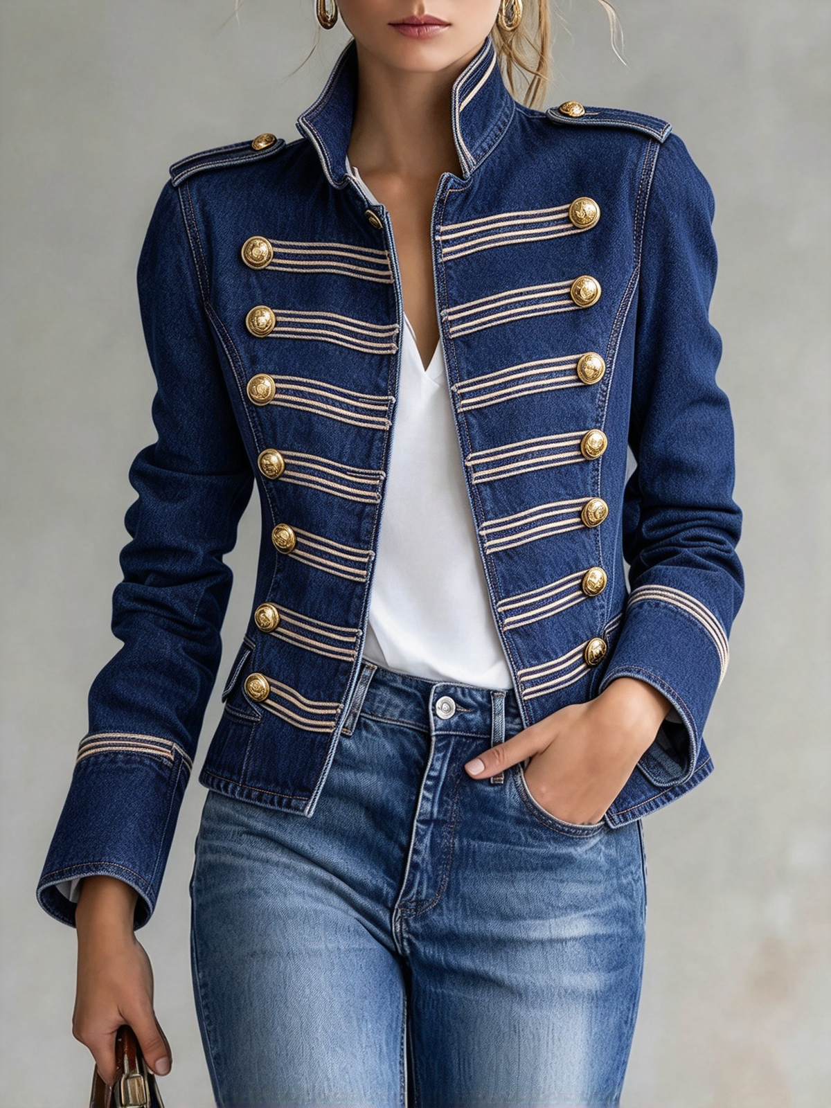 🔥 VIRAL ALERT! Stunning Gold-Button Military Jacket | Effortless Sweet & Cool Look, Limited Time Deal!