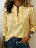 Today 50% Off🔥Women’s Classic Gingham Split V-Neck Blouse (BUY 2 GET FREE SHIPPING)