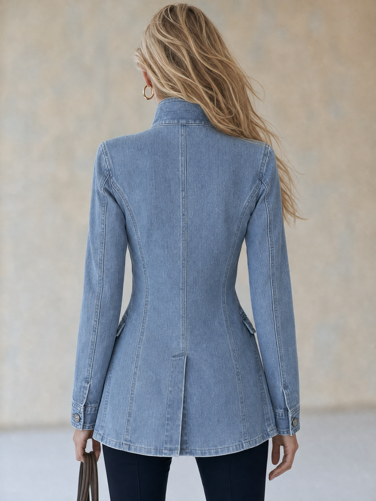 Vintage Military Style Stand Collar Double Breasted Denim Jacket丨FREE SHIPPING🛫