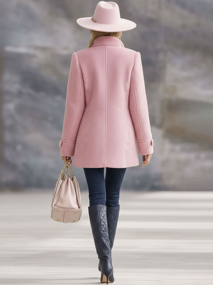 2026 Winter Everyday Wearing | Casual Vintage Pink Polar Fleece Zip-Up Jacket Coat