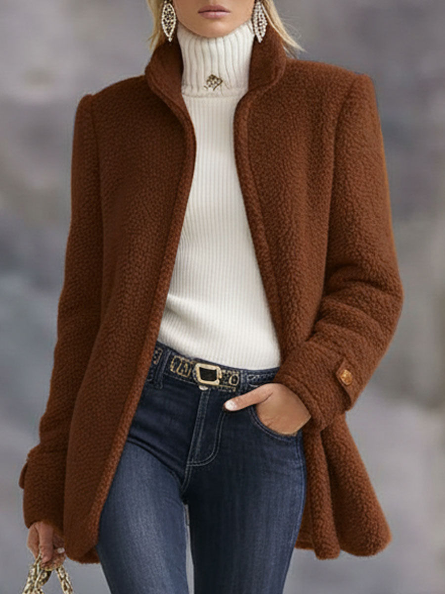 2026 Winter Everyday Wearing | Casual Vintage Pink Polar Fleece Zip-Up Jacket Coat
