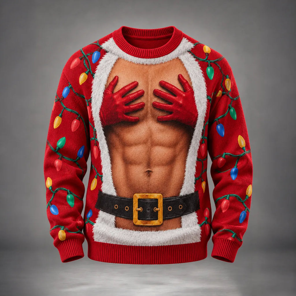 Men's Christmas Muscle Print Ugly Sweater