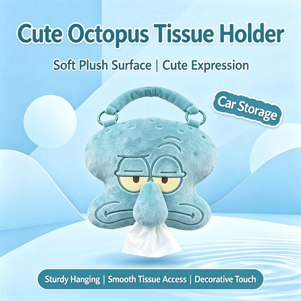 🔥 VIRAL ALERT! Hilarious Sleepy Octopus Tissue Holder | Unique Funny Gift, Car & Desk Accessory | Limited Time!