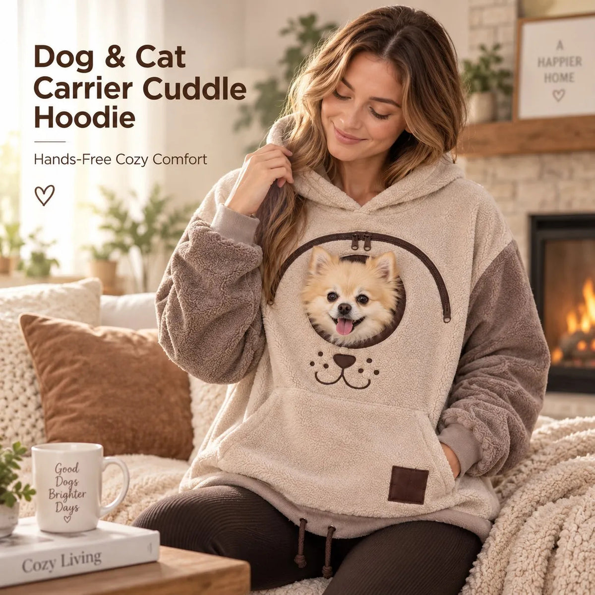🐾 Cozy Pet Carrier Hoodie – Soft Fleece Cuddle Pouch Sweatshirt for Cats & Small Dogs