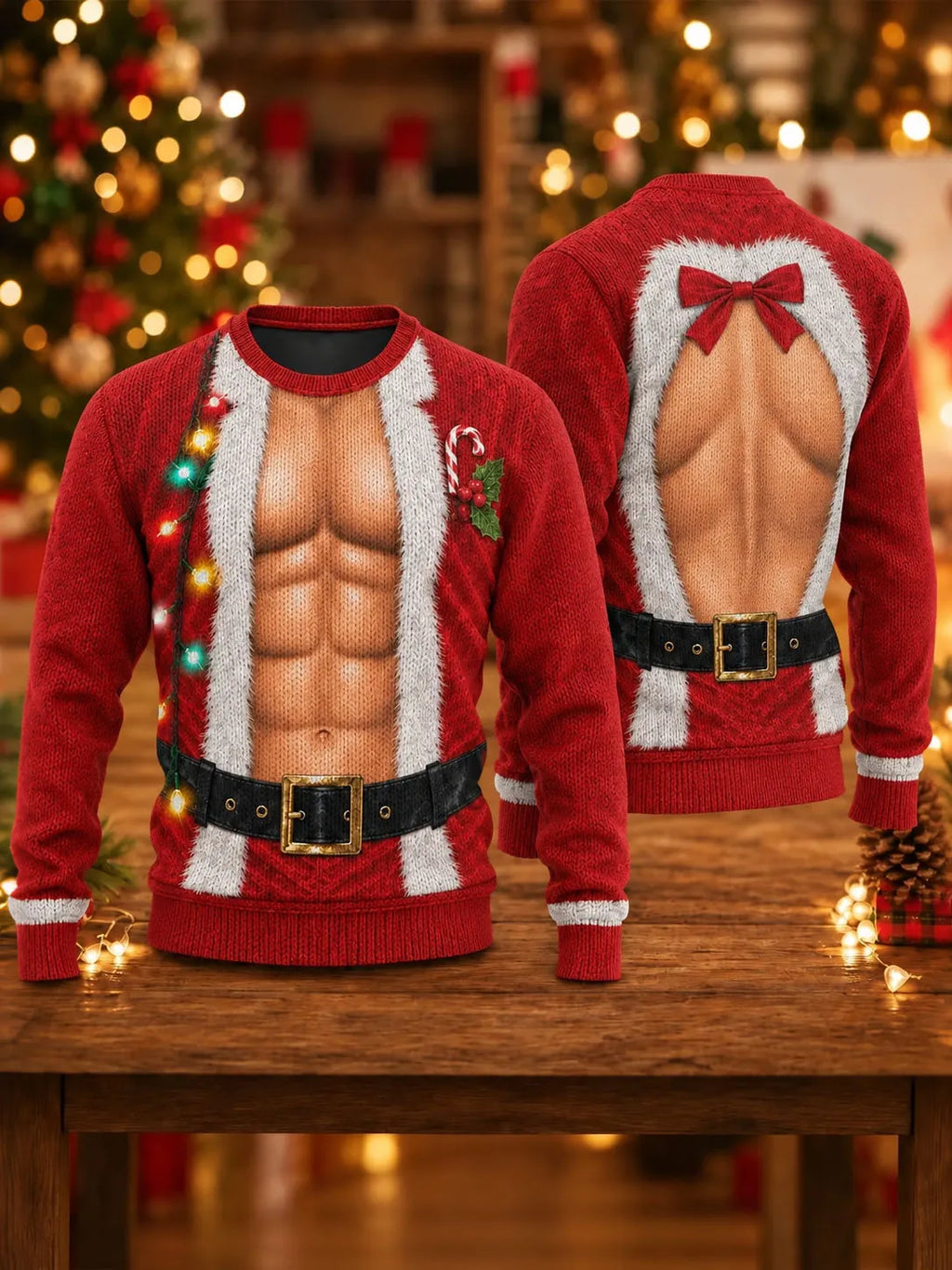 Men's Retro Christmas 3d Print Crew Neck Sweater