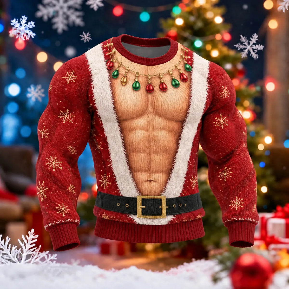 Men's Retro 3d Printed Cosplay Christmas Ugly Sweater