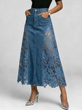 New Arrivals 💗 Casual Spliced lace Denim Skirt
