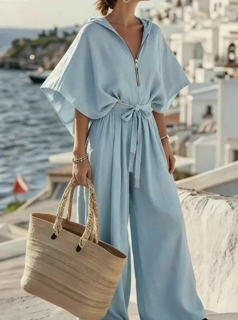 Women's Casual Loose Batwing Sleeve Jumpsuit