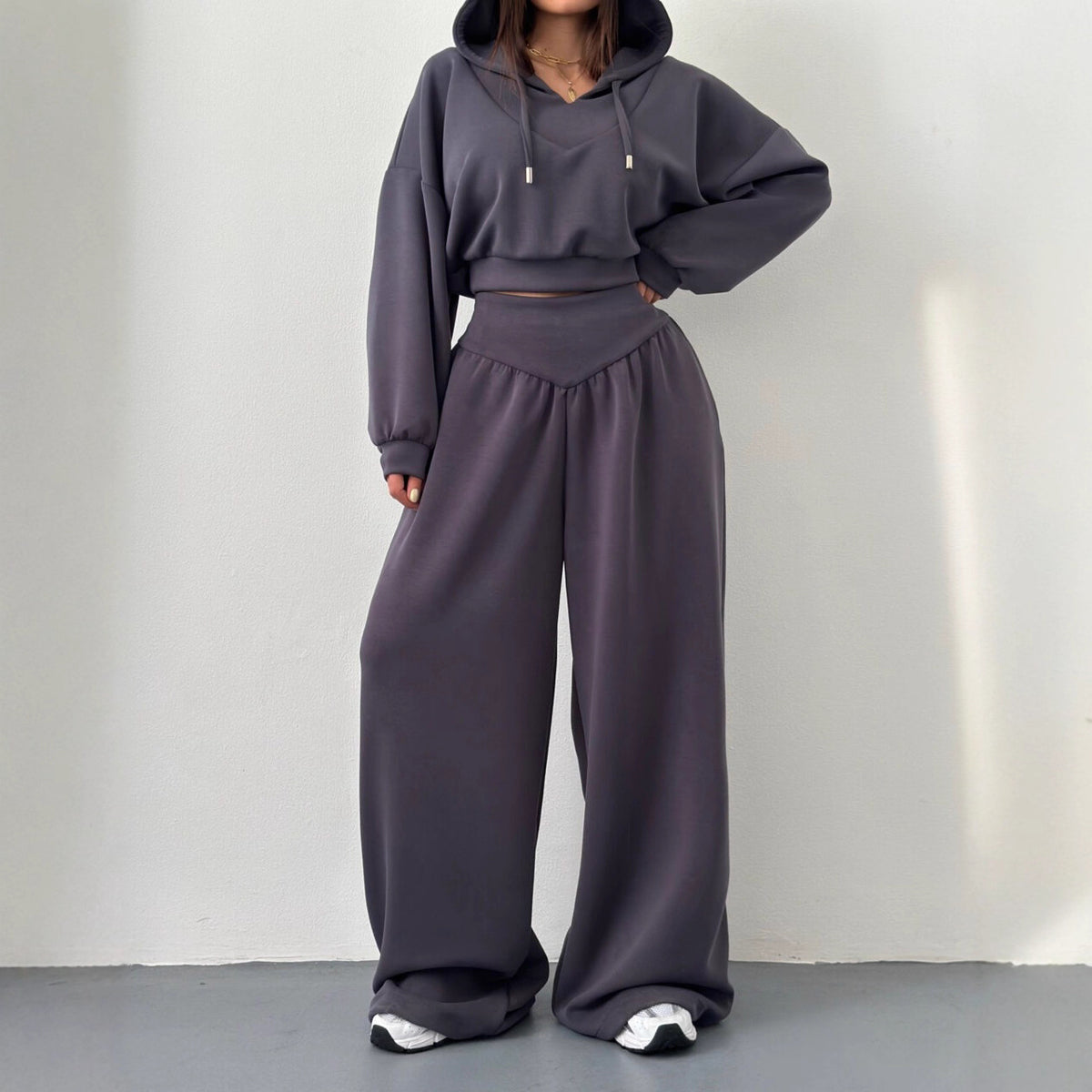 🔥Women Oversized Hoodie & V‑Shaped Waist Wide Leg Pants 2‑Piece Set🔥