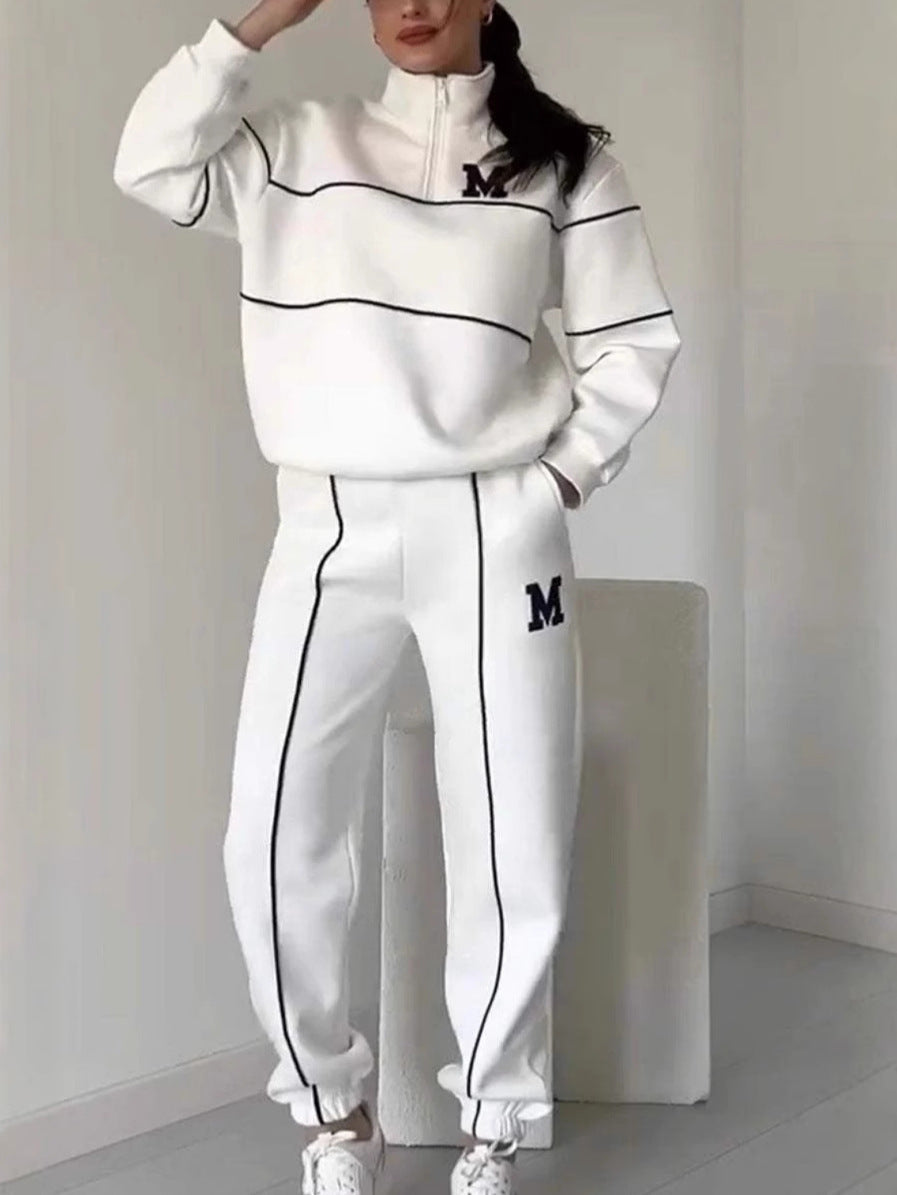 ❄ Women’s Stand Collar Casual Set Half Zip Sweatshirt & Jogger Pants Two-Piece Outfit