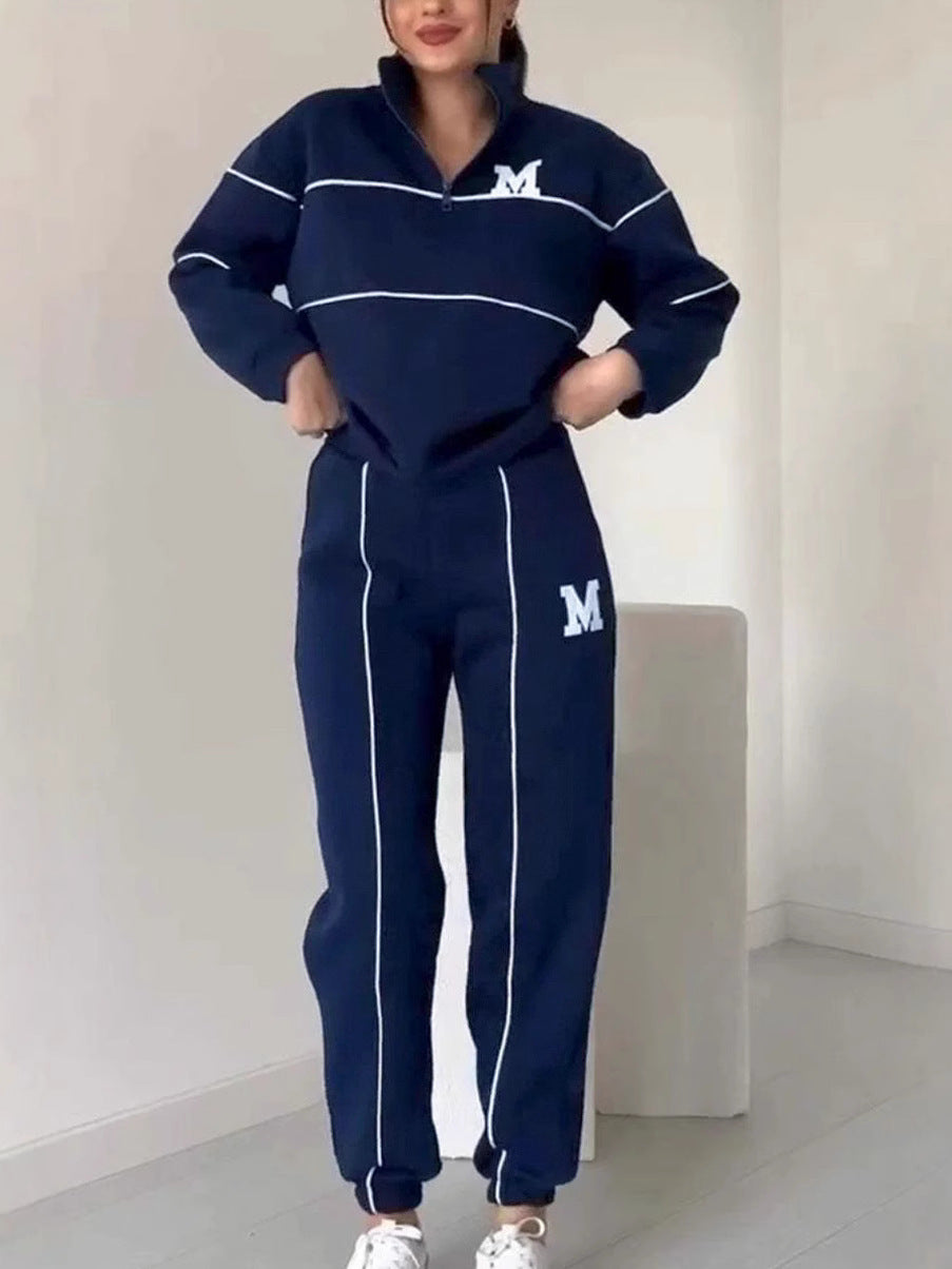 ❄ Women’s Stand Collar Casual Set Half Zip Sweatshirt & Jogger Pants Two-Piece Outfit