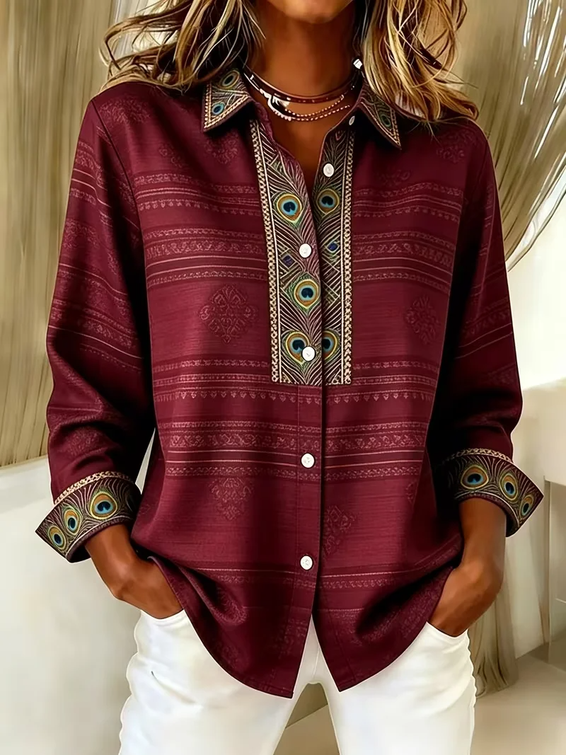 🔥Boho Print Button Front Casual Shirt