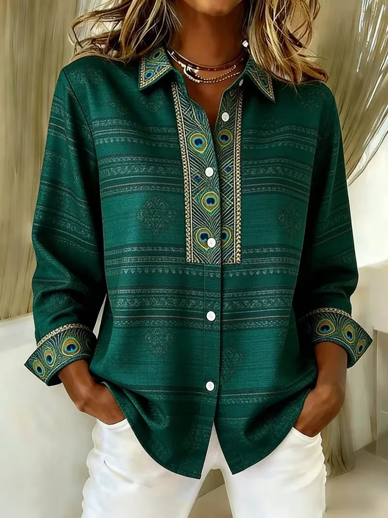 🔥Boho Print Button Front Casual Shirt