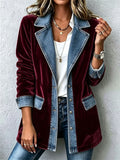 🔥Velvet Denim Combo Blazer Jacket