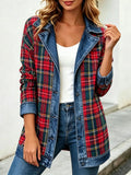 🔥Plaid Denim Combo Collared Jacket