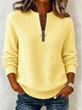 2026 Early Black Friday 🍂 Women’s Casual Waffle Knit Top Crewneck Half-Zip Long Sleeve Blouse
