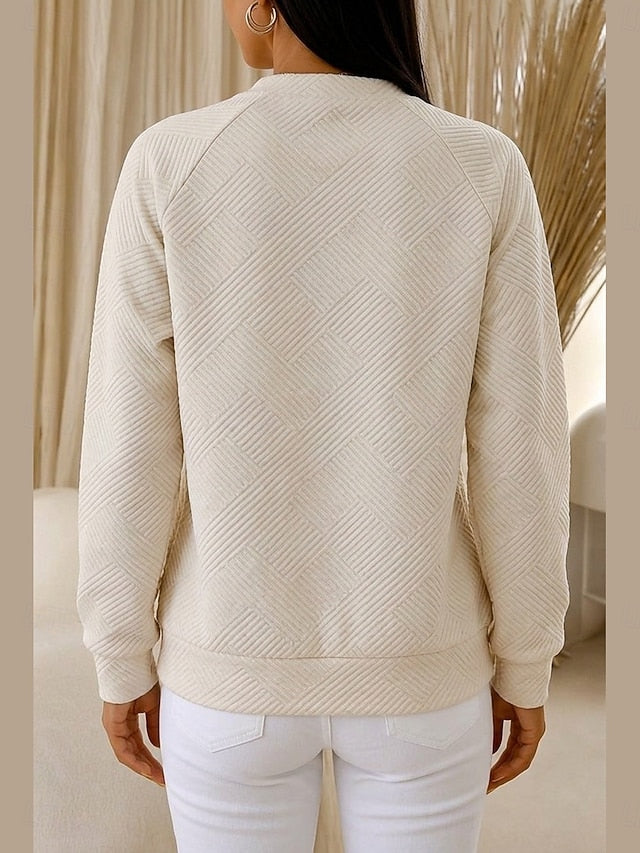 ✨Women’s Casual Textured Top Split V-Neck Long Sleeve Relaxed Blouse