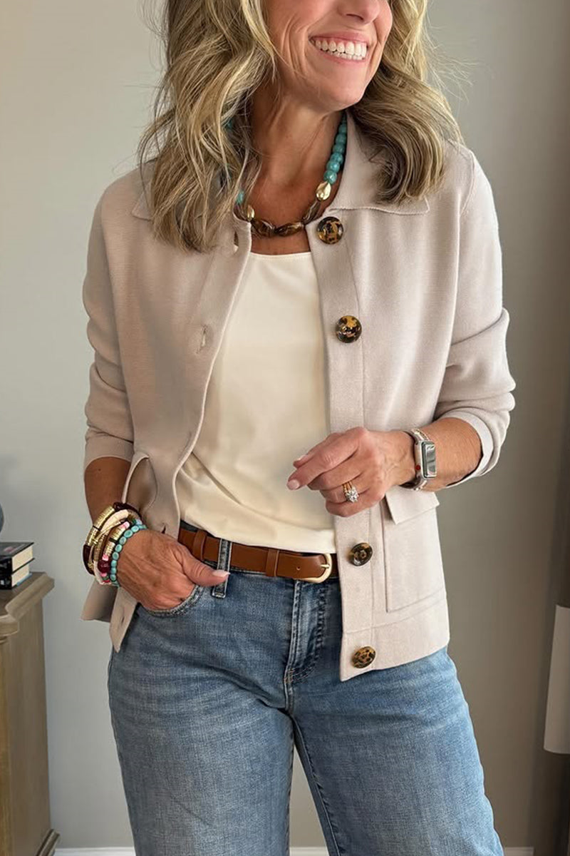 2026 Early Black Friday🔥 Casual Lapel Pocket Solid Color Jacket