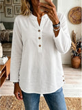 Women's Shirt Solid Color Vacation Daily Casual 3/4 Sleeve Stand Collar Long Tops