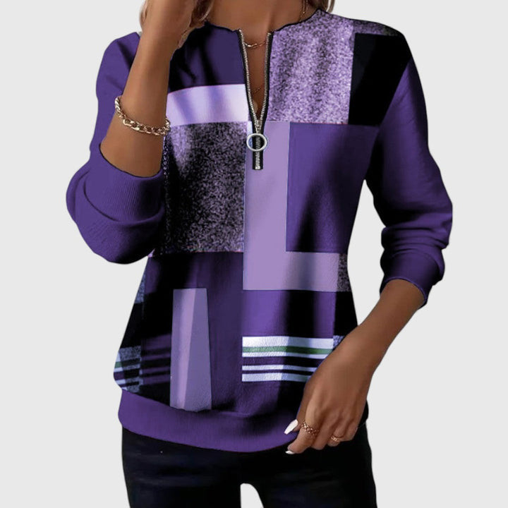 🔥❤️‍Black Friday Best-Sellers🎃❤️‍ ✨🍁 Women’s Autumn Color Block Top Half-Zip Long Sleeve Casual Sweater Blouse