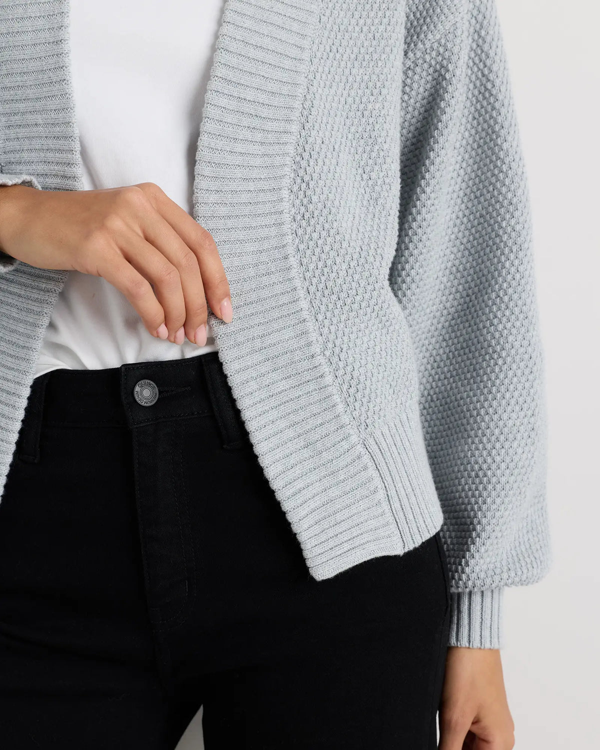 Organic Cotton Waffle Stitch Open Cardigan