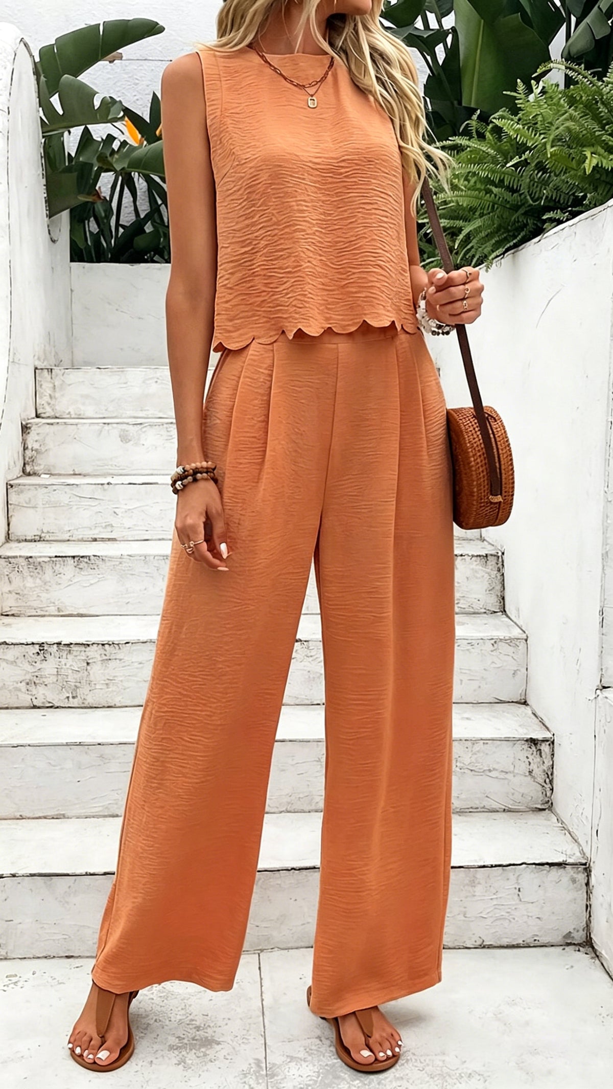 Women's Fashion Sleeveless Vest and Casual Trousers Set