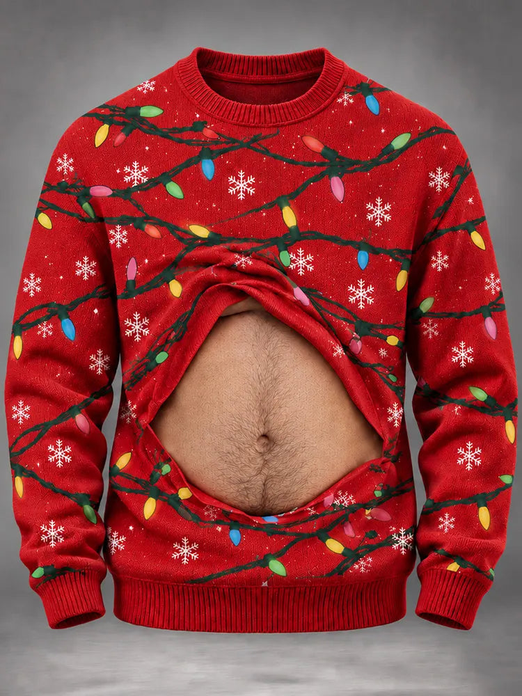 Men's Christmas Belly Print Ugly Sweater