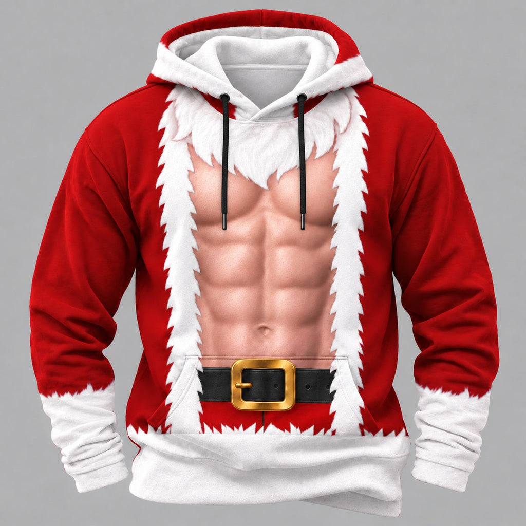 Men's Christmas Muscle Art Print Hoodie