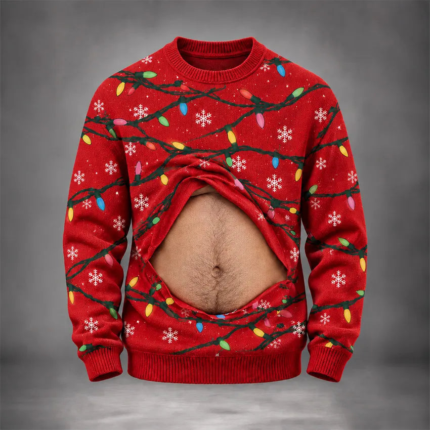 Men's Christmas Belly Print Ugly Sweater