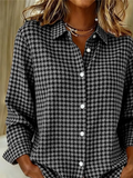 50% OFF - CLEARANCE SALE🔥Women's Long Sleeve Spring/Fall Houndstooth Buckle Shirt