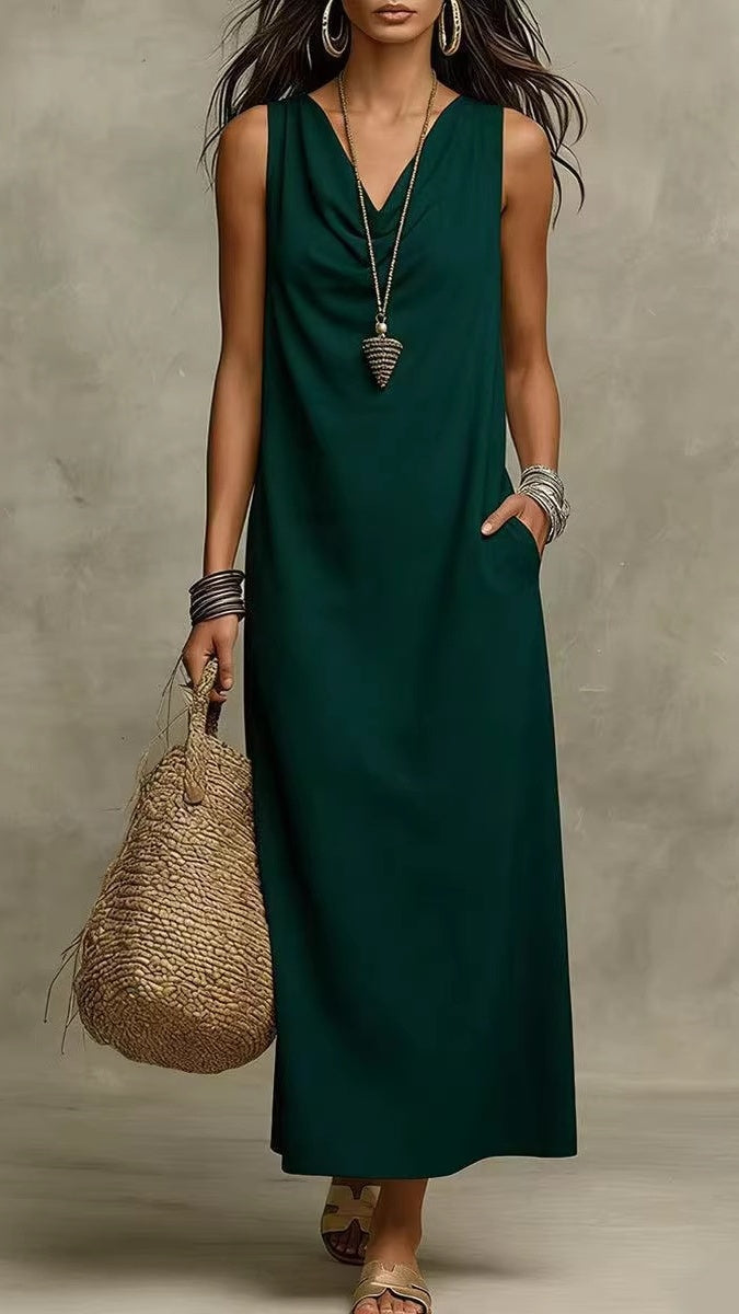Women's Elegant Sleeveless V-Neck Maxi Dress