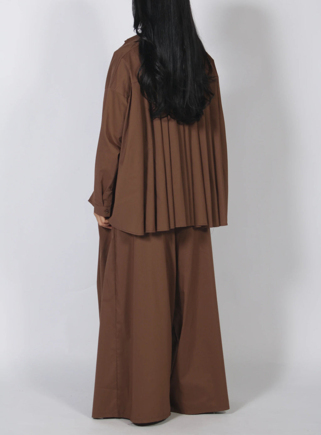 Relaxed Stand Collar Top & Wide Leg Pants Set