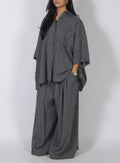 Oversized Plaid Shirt & Wide Leg Pants Set