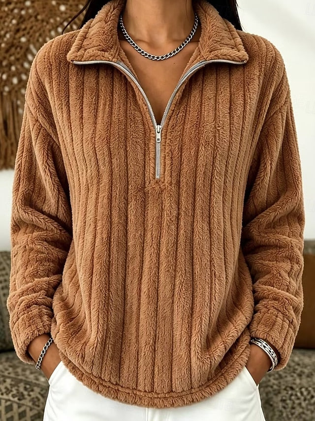 Women's Zip Up Sweatshirts Plain Fashion Casual Print Long Sleeve Hooded Regular Tops