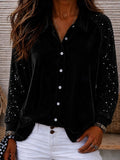 Women's Shirt Velvet Sequins Elegant Long Sleeve Shirt